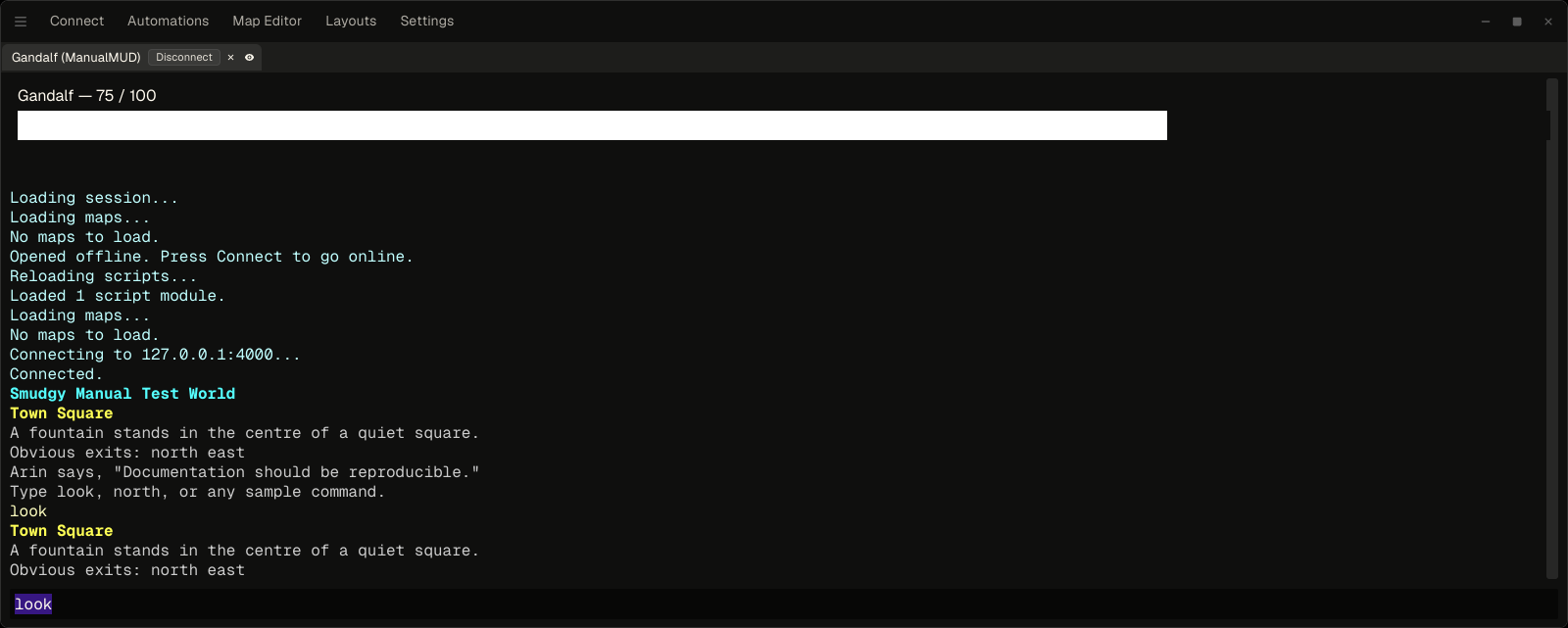 A script-created vitals widget mounted beside terminal output, with its corresponding module visible in Automations