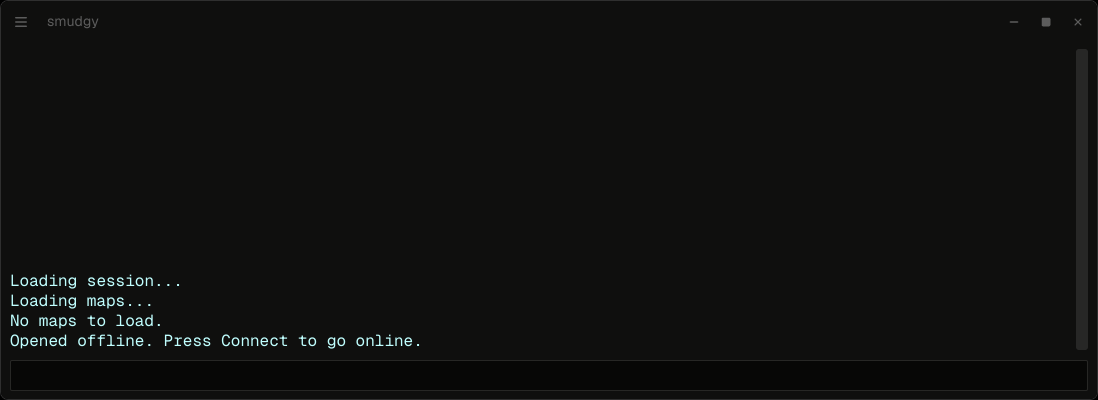 An offline session showing the message that commands cannot be sent until Connect is pressed